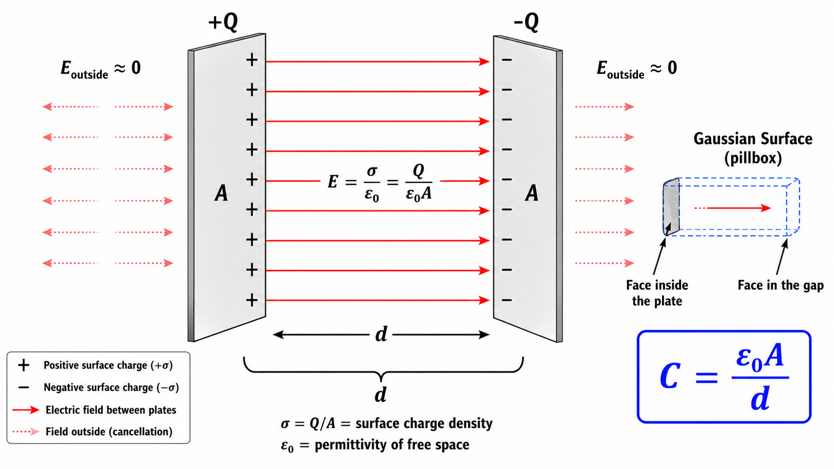 Figure 2.7 — Parallel Plate Capacitor: Derivation Diagram